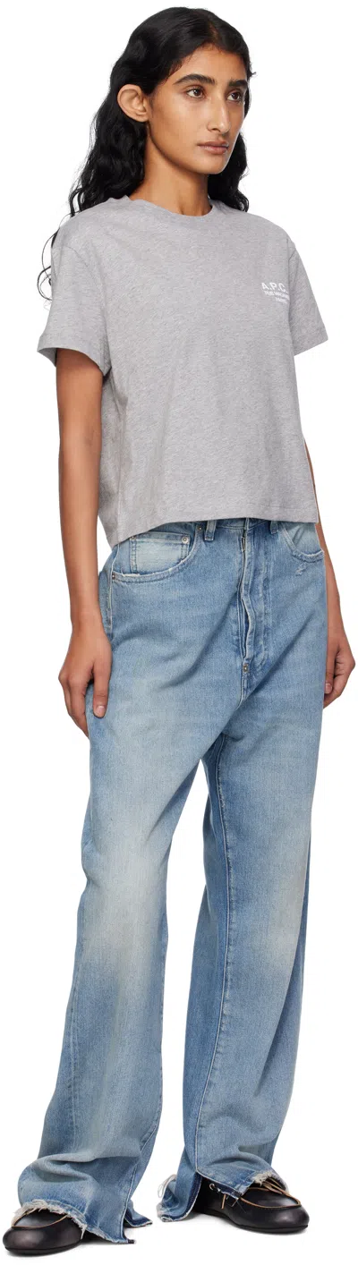 Apc A.p.c. Women Grey Crewneck T-shirt With Logo Embroidered On The Front In Cotton Woman In Gray