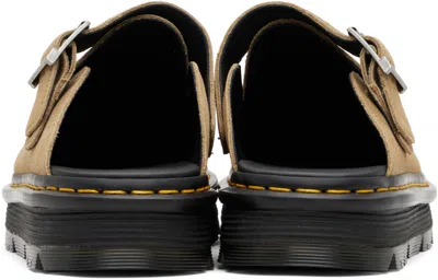 Dr. Martens Beige Zebzag Suede Casual Slingback Platform Mules In Brown