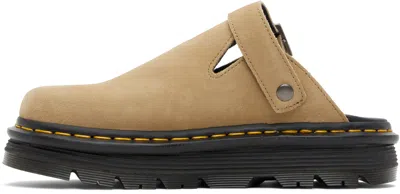 Dr. Martens Beige Zebzag Suede Casual Slingback Platform Mules In Brown