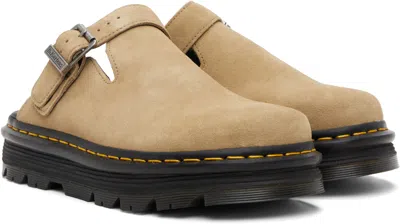 Dr. Martens Beige Zebzag Suede Casual Slingback Platform Mules In Brown