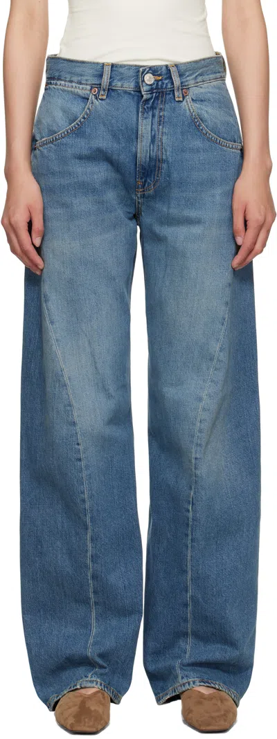 6397 Blue Big Twisted Seam Jeans In Blue