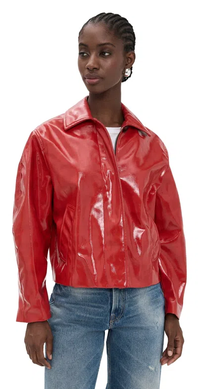 Msgm Cropped Jacket Scarlet In Red