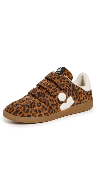 Isabel Marant Printed Suede Sneakers In Brown