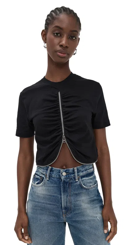 Msgm Short Sleeve Top Featuring Ruched Detail In Black