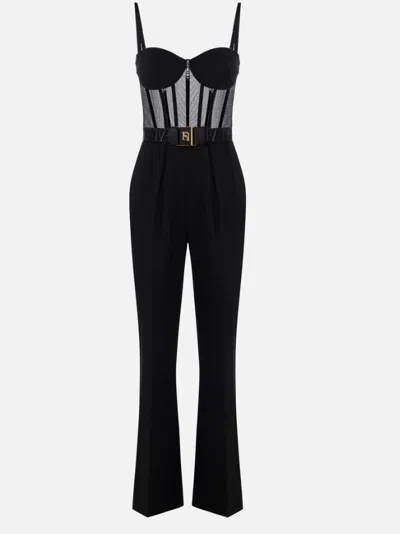 Elisabetta Franchi Tailored Jumpsuit With Corset Bodice In Black