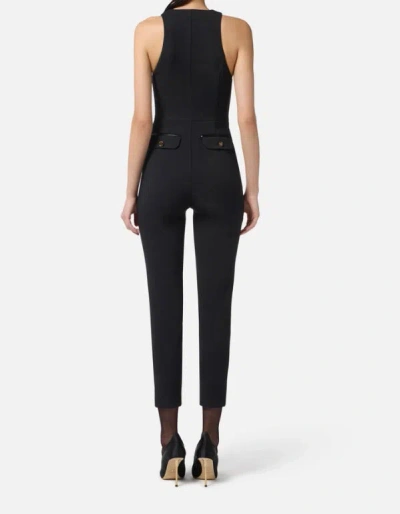 Elisabetta Franchi Zip-front Halterneck Jumpsuit In Black