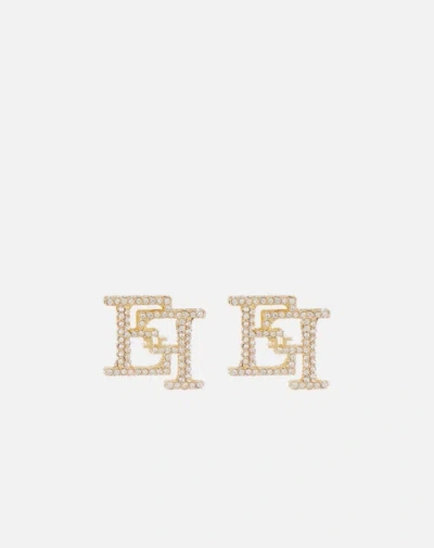 Elisabetta Franchi Logo Earrings In Gold