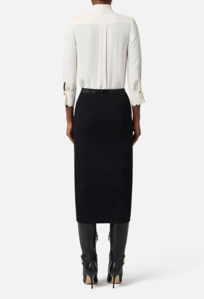 Elisabetta Franchi Blouse In Georgette Fabric With Sash Belt In White