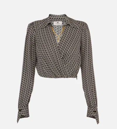 Elisabetta Franchi Cropped Wrap Front Shirt With Neckline Detail In White