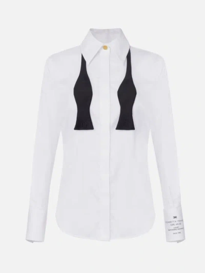 Elisabetta Franchi Cotton Poplin Shirt With Logo In White