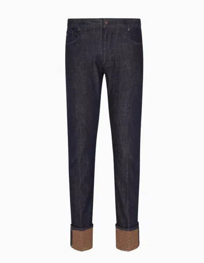 Emporio Armani Blue Denim Cotton Jeans In Black