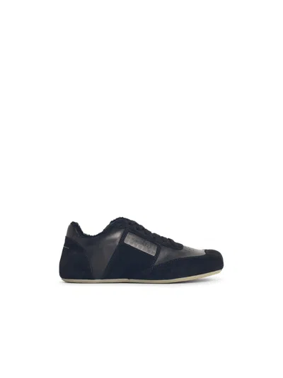 Mm6 Maison Margiela Black Leather And Suede Anatomic Sneakers