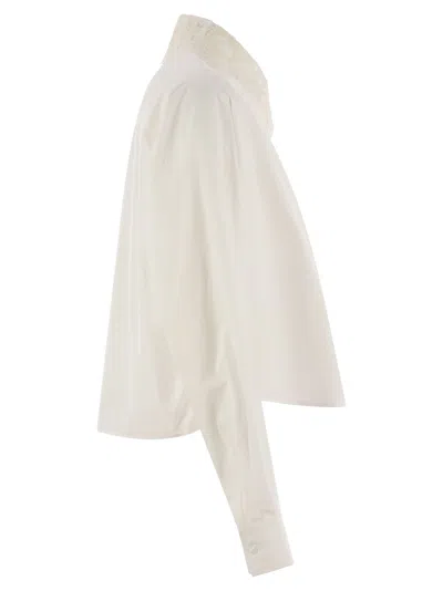 Fabiana Filippi Cropped Shirt With Lace Collar In Neutral