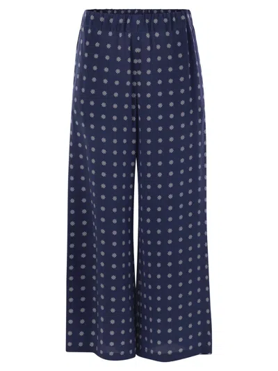 Weekend Max Mara Eusebio - Silk Twill Trousers In Blue