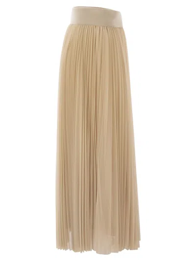 Fabiana Filippi Pleated Tulle Skirt With Knitted Waistband In Neutral