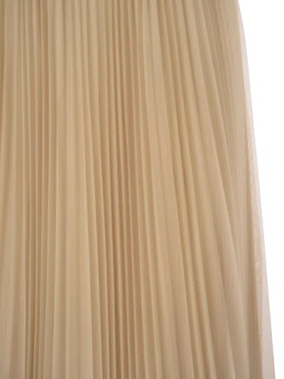 Fabiana Filippi Pleated Tulle Skirt With Knitted Waistband In Neutral