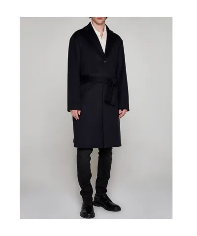 Lardini Single Breasted Belted Coat In Black
