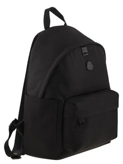 Moncler Pierrick Nylon Backpack Large Front Pocket In Black