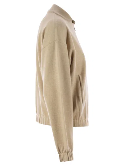 Fabiana Filippi Bomber Jacket In Platinum With Ball Pins In Brown