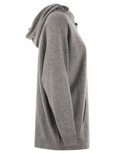 Fabiana Filippi Long-sleeves Ribbed Hoodie In Gray