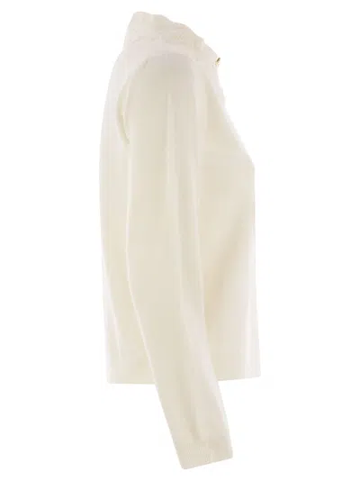 Fabiana Filippi Knitwear Sweater Lace Collar In Neutral