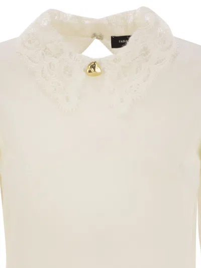 Fabiana Filippi Knitwear Sweater Lace Collar In Neutral