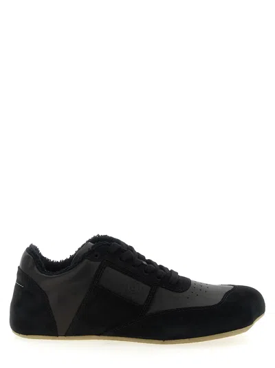 Mm6 Maison Margiela Black Leather And Suede Anatomic Sneakers