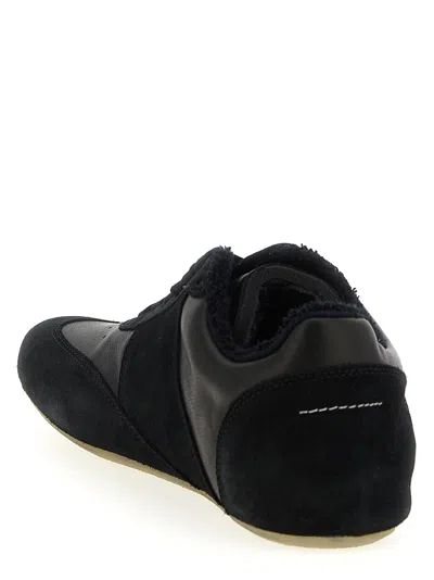 Mm6 Maison Margiela Black Leather And Suede Anatomic Sneakers