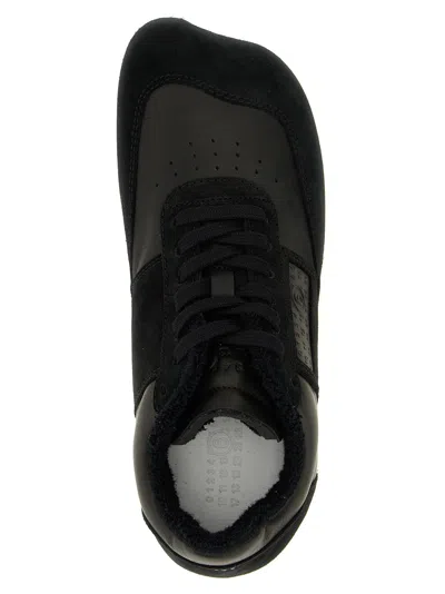 Mm6 Maison Margiela Black Leather And Suede Anatomic Sneakers