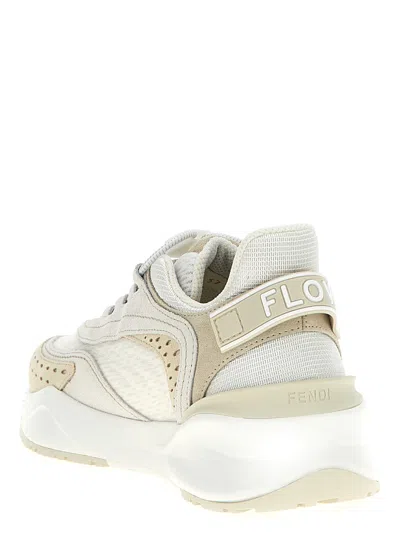 Fendi Flow Sneaker In White Mesh And Suede Women In White