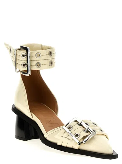 Ganni 'buckle Open Cut Pumps' Pumps In White
