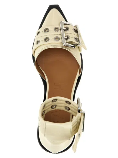 Ganni 'buckle Open Cut Pumps' Pumps In White