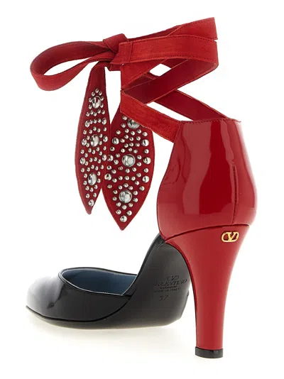 Valentino Garavani Black And Red Foliefoliage Décolleté