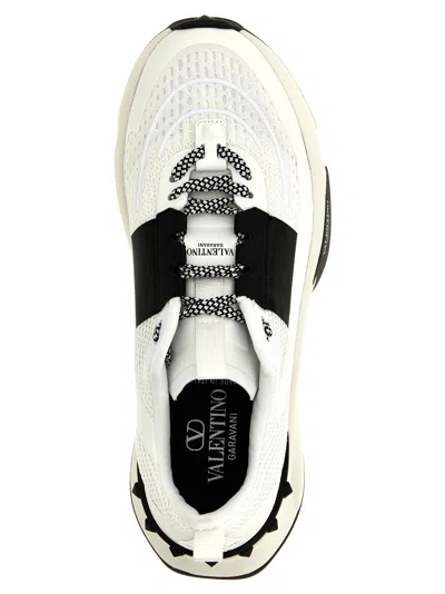 Valentino Garavani Two-tone Fabric And Mesh True Act Sneakers In White