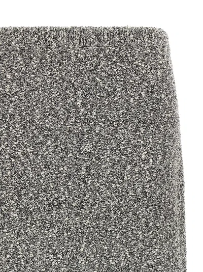 Tory Burch Fitted Grey Skirt With Textured Speckled Fabric In Black