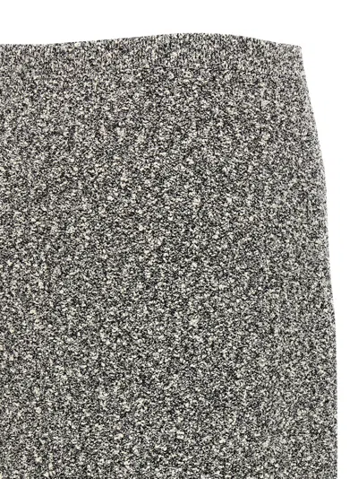 Tory Burch Fitted Grey Skirt With Textured Speckled Fabric In Black