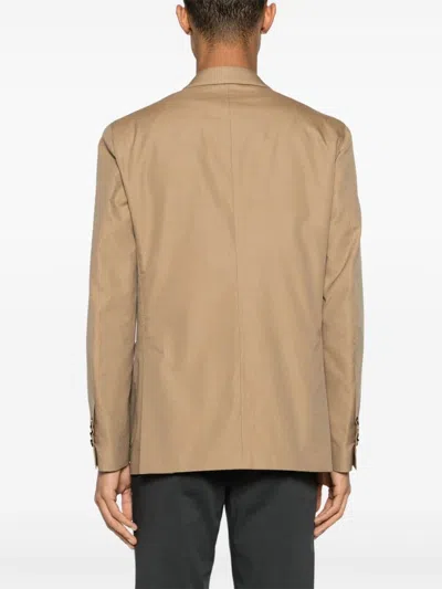 Lardini Double-breasted Beige Jacket In Brown