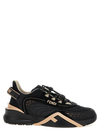 Fendi Flow Mesh Low-top Sneakers In Black