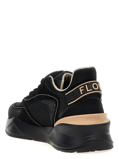 Fendi Flow Mesh Low-top Sneakers In Black