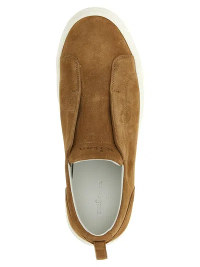 Kiton Slip-on Suede Leather Sneakers In Brown