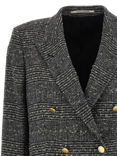 Tagliatore Double Breasted Herringbone Pattern Jacket In Gray
