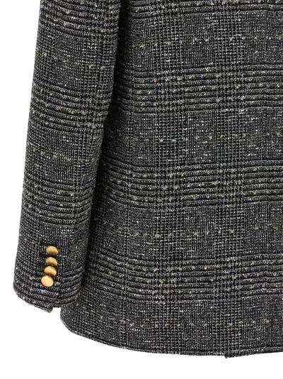 Tagliatore Double Breasted Herringbone Pattern Jacket In Gray