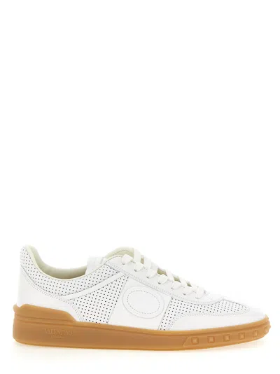 Valentino Garavani Nappa Leather Upvillage Round Toe Sneakers In White