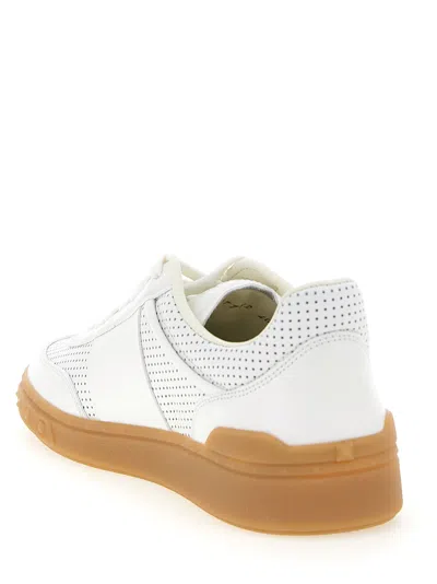 Valentino Garavani Nappa Leather Upvillage Round Toe Sneakers In White