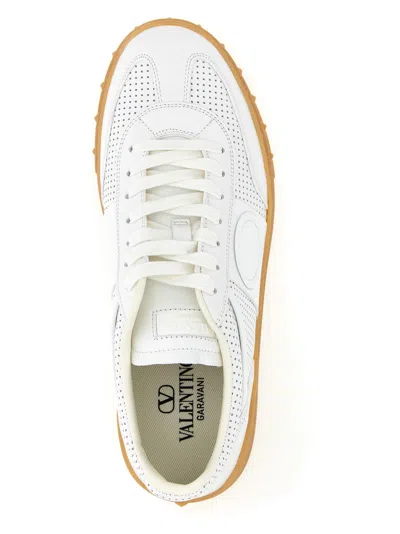 Valentino Garavani Nappa Leather Upvillage Round Toe Sneakers In White