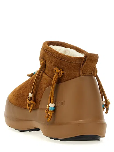 Moon Boot Caramel Suede Luna Low Ankle Boots In Brown