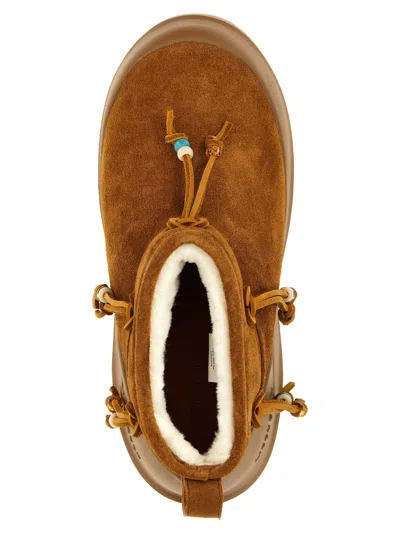 Moon Boot Caramel Suede Luna Low Ankle Boots In Brown