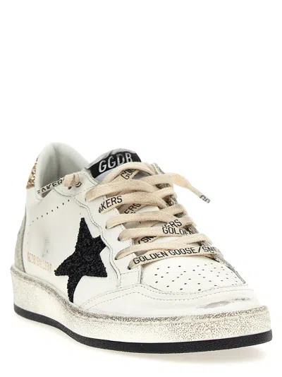 Golden Goose Ballstar Leather Upper And Toe Glitter Star And Heel Suede Spur Shoes In Multi