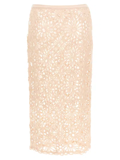 Norma Kamali Crochet Skirts Pink In Neutral