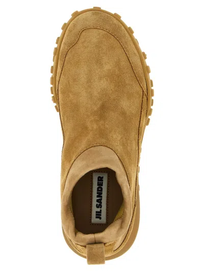 Jil Sander Slip Ons Moon En Daim Camel In Sand
